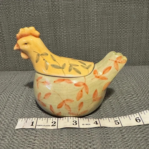 Vintage Yellow and Green Chicken Sugar Bowl - Picture 4 of 4